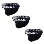 JOCKMAIL 3PCS/Pack Mens Briefs Underwear Cotton Low Waist Mens Underwear Briefs Comfortable Mens Underpants (as8, alpha, l, regular, regular, 3 black)