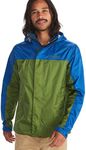 Marmot Men PreCip Eco Jacket, Waterproof Jacket, Lightweight Hooded Rain Jacket, Windproof Raincoat, Breathable Windbreaker, Ideal for Running and Hiking, Foliage/Dark Azure, XL