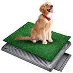 Dog Grass Pad with Tray, Dog Toilet Indoor Dog Training Pad,Puppy Pee Potty Training Grass Mat,Removable Pee Collection Tray , Artificial Turf with Permeable Function,25"×20"