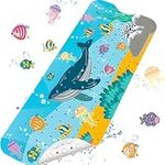 ZOUFRIDN Bathtub Mat, Non-Slip Bath Mat 100 x 40 CM Cartoon Baby Bath Mats Non Slip Anti Mould, marine animal world for Children & Baby Bath Mat Non-Slip BPA Free and Machine Safe Shower Mat, Blue