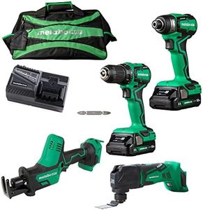 Metabo HPT KC18DDX4SM 18V MultiVolt Brushless Lithium-Ion Cordless 4-Tool Sub-Compact Combo Kit with 2 Batteries (2 Ah)