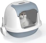 Cat Litter Tray Hooded, Litter box Plastic Litter Tray with Front Door Flap, Carbon Filter, Cats Enclosed Box Pan with Scoop,52x43x41.5cm