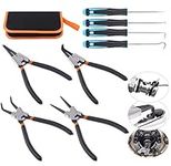 Swpeet 8Pcs Snap Ring Pliers with Pick and Hook Set, 4Pcs Heavy Dut Internal/External Circlip Oil Seal Snap Ring Pliers Set with 4Pcs Precision Pick Set and Hook Set Perfect for Ring Remover Retaining