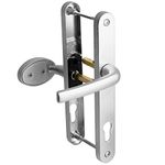 uPVC Door Handle 92mm 62mm Offset Lever Pad 215mm Fixings Sprung Pair Patio PVC Satin Silver