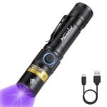 Alonefire SV38 5W 365nm Professional UV Torch Type C USB Rechargeable Ultraviolet Blacklight Money Detector Pet Urine Detector for Resin Curing, Fishing, Scorpion, Minerals with Lithium Battery