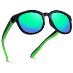 Kids Sunglasses for Boys Girls Children Polarized Green Teen Youth Sport Cycling Baseball Glasses for age 6-12