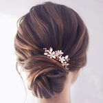 Jakawin Bride Wedding Pearl Hair Pins Bridal Hair Accessories Silver Hair Piece for Women and Girls HP065 (Rose Gold)