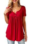 Beluring Ladies Summer V Neck Plus Size Tops Swing Tshirt Blouse Red Size 22 24