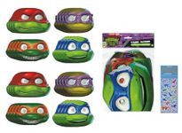 Unique TMNT Teenage Mutant Ninja Turtles Party Bundle Pack includes 16 Party Paper Masks and 1 Dinosaur Sticker Sheet