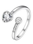 PROSILVER Sterling Silver Rings Women Heart Rings Adjustable Stacking Rings for Women