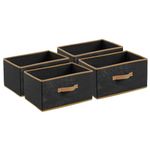 Kuber Industries (Set of 4) Foldable Organisers Storage Box for Clothes | Dress Organizer & Cubbies Storage Cubes for Innerwear | Undergarments | Socks | Jeans | Books Arranging Utility Box (Black)