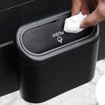 TASMAX car mini car dustbin accessories for Car Trash Bin Can Holder Dustbin Hanging: Black Automotive Garbage Can Bin Trash Container for Auto Cars, Dust Bin, Home, Office,(Black Pac for 1)