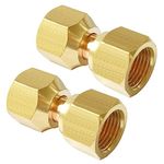 Joywayus Brass Flare Tube Fitting Coupling Gas Adapter 3/8" Flare Female x 3/8" Flare Female Swivel Nut Union Pipe Connector (Pack of 2)