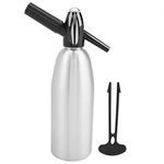 Dioche Soda Syphon, 1L Soda Siphon Bottle, Fashionable Attractive Alloy Soda Water Bottle Cup with Pressure Regulator (Silver)