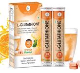 G-GLOWSIK Glutathione Tablets, 40 Effervescent Tablets for Skin, Reduced Glutathione with Collagen Vitamin C, Antioxidants, Skin Lightening, Detox Skin Supplements for Glowing Skin, Orange Flavour