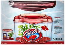 Marina Betta Pals Kit, Betta Fish Aquarium Starter Kit, Burgundy, 13405