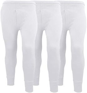 Paquete de 3 pantalones térmicos para hombre, pantalones largos, capa base, cepillado extremo, interior ultra suave, leggings, blanco, L