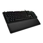 Logitech G513 Mechanical Gaming Keyboard with Palm Rest, RGB LIGHTSYNC, GX Brown Tactile Key Switches, Brushed Aluminum Case, Customizable F-Keys, USB Pass Through, QWERTY UK Layout - Carbon/Black