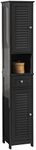 SoBuy Tall Bathroom Cabinet with Shelf and Drawer, Tall Cupboard, Dark Grey Tall Cabinet, FRG236-DG