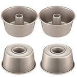 MGGi 4 Inch Nonstick Fluted Tube Cake Pan, 4 Pcs Mini Bundt Cake Cup Set, Carbon Steel Reusable Small Baking Mould Cup Mold Bakeware for Kugelhopf, Cake, Brownie, Jello, Bavarois - Gold