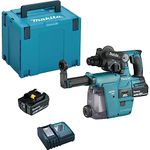 Makita DHR242RTJW 18v Li-ion LXT Brushless 24mm SDS-Plus Rotary Hammer Complete with 2 x 5.0 Ah Li-ion Batteries, Charger and Dust Extraction System, Supplied in a Makpac Case