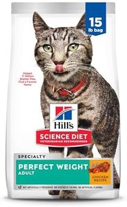 Hill's Science Diet Perfect Weight, Adult 1-6, Weight Management Support, Dry Cat Food, Chicken Recipe, 15 lb Bag