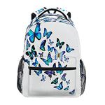 Blue Butterfly Backpack Butterflies Student School Bag Bookbag 14 inch Laptop Backpacks Travel Daypack Shoulder Bag for Boys Girls Kids