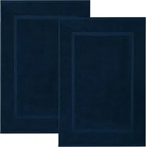 DAN RIVER Classic Bath Mat - Blue Opal, 100% Ring Spun Cotton, Pack of 2, 21x34 inches, 800 GSM, Non-Slip, Absorbent, Quick Drying, Machine Washable Bathroom Floor Mats for Shower, Kitchen & Bath
