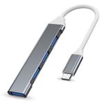 Kinizuxi USB 3.0 Hub,4 Port USB Hub USB Splitter Compact USB multiport Adapter USB Extender for Laptop,Xbox, Flash Drive, Mobile HD, Console, Printer, Camera,Keyborad, Mouse,Type-C Devices-Grey