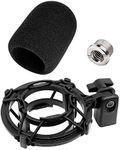 Etour AT2020 Microphone Shock Mount with Pop Filter, [Custom Built for AT2020 Mic] Anti-Vibration Suspension Shock Mount Holder Clip Compatible with audio technica at2020 line Kit