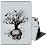 for Samsung Galaxy Tab S6 Lite 10.4 Inch Slim Case with Adjustable Stand Cover with Auto Wake/Sleep Smart Cover for Samsung Galaxy S6 Lite (SM-P610/ P613/ P615/ P619)- Black and White Skull Head Tree