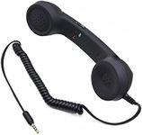 BlueMart 3.5mm Vintage Retro Telephone Handset Cell Phone Receiver Mic Microphone Speaker for iPhone iPad Mobile Phones Cellphone Smartphone (Black)