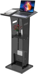 KSacry Acrylic Clear Black Podium Stand with Storage Shelf,Plexiglass Pulpits for Churches,Conference,Speeches,Weddings,Classroom,Professional Presentation Podiums (23.6"L X 17.7"W X 47"H, Black)