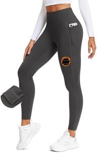Stelle Women's Fleece Lined Leggings 27'' Thermal Winter Warm High Waisted Workout Yoga Pants with Pocket (Charcoal,S)