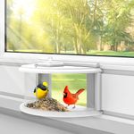 Ktondic Window Bird Feeder Inside House - 180° Clear View Inside House Window Bird Feeder, Bird Feeder for Window, Easy to Clean Fill and Safe - Adjustable Size - Watching Birds to get Relaxed