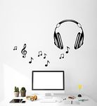 ISEE 360® Headphone Music Symbols Wall Sticker for Living Entertainment Girls Boys Bedroom Home Decor Vinyl Decal L X H 75 x 50 Cms