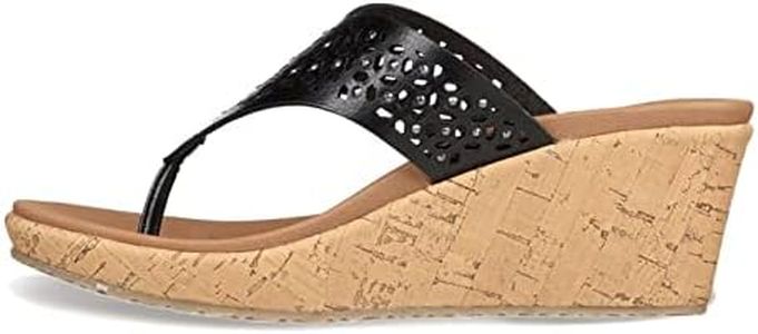 Skechers Women's Cork Wedge Flip-Flop, Black, 7