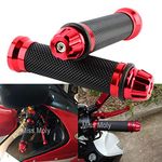 7/8" 22mm Motorcycle Grips Non-Slip Rubber Handlebar Hand Grips(Red)