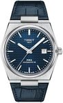 Tissot Mens PRX Powermatic 80 316L Stainless Steel case Automatic Watch, Blue, Leather, 12 (T1374071604100), Blue, Automatic Watch