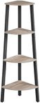 VASAGLE Corner Shelf Stand, 4-Tier Corner Bookshelf, Industrial Corner Ladder Shelf, Plant Stand Display Shelf for Living Room, Office, Kitchen, Greige and Black ULLS034M01