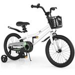 HONEY JOY Kids Bike, 18 Inch Toddler Bikes w/Training Wheels & Handbrake, Steel Frame, Fully Enclosed Chain, Adjustable Handlebar & Seat, Kids Bicycle w/Basket, Girls Boys Bike 3-8