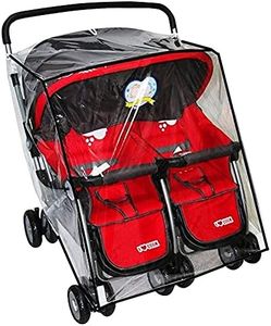 Housse de pluie universelle imperméable Double Housse de Capuche PVC Protection de siège jumaux pour Landau Bébé Habillage Poussette avant/arrière/côté Couverture à 360 ° (Transparent3)