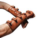 HUAHUA Unisex Faux Leather Arm Bracer Adjustable Buckles Medieval Gauntlets Guard Knight Wristband Armour Gloves Accessories (152-Brown(1 Pair))