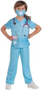 Amscan Girl's Sustainable Doctor Child Fancy Dress Costume, Size 4-6 Years Blue