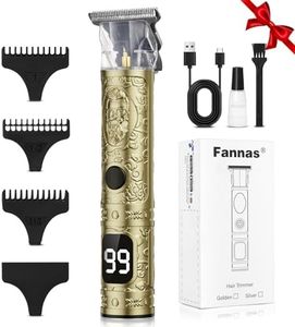 Fannas Hair Clippers for Men, Professional Hair Trimmer Barber Cordless Zero Gapped Hair Clippers with LCD Display, Mens Gifts Beard Trimmer T Liners Shavers Edgers Clipper for Hair Cutting - Gold