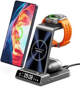 Wireless Charging Station for Samsung, 3 in 1 Wireless Charger for Samsung Galaxy S25 Ultra/S24/S23/S22/Note/Z Flip 7/Fold 6, Charger Stand Dock for Galaxy Watch Ultra/8/7/6/5, Galaxy Buds 3/3 Pro