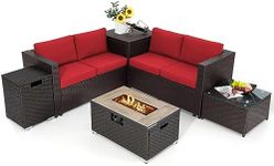 Tangkula 6 Pieces Patio Wicker Furn