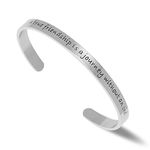 NUTRISMARTStainless Steel Cuff Bangle Bracelet Engraved "A True Friendship is a Journey Without an End" Best Friend Gift Inspirational Jewelry (Silver)