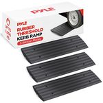Pyle Car Driveway Adjustable Curb Ramps-3 Pack Heavy Duty Rubber Threshold Ramp Kit Set-Also for Loading Dock, Garage, Sidewalk, Truck, Scooter, Bike, Motorcycle & Wheelchair Mobility-Black