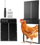 Automatic Chicken Coop Door, Electric Chicken Coop Door Timer Control Opener/close, IP 45 Waterproof & LED Display, Automatic Intelligent Anti-Pinch Design, Aluminum Door for Poultry